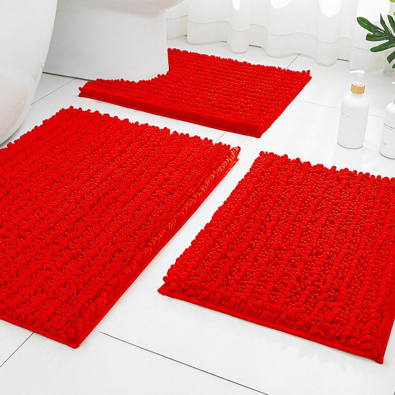 Chenier Solid Color Long Hair Bedside Mat Bedroom Carpet Bathroom Absorbent Floor Mat Bathroom Non-Slip Foot Mat Toilet Door Mat
