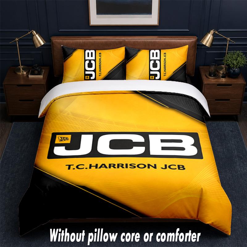 JCB Design Bed Bedding Set 1 Duvet Cover + 2 Pillowcases Soft Breathable Household Bed Linens