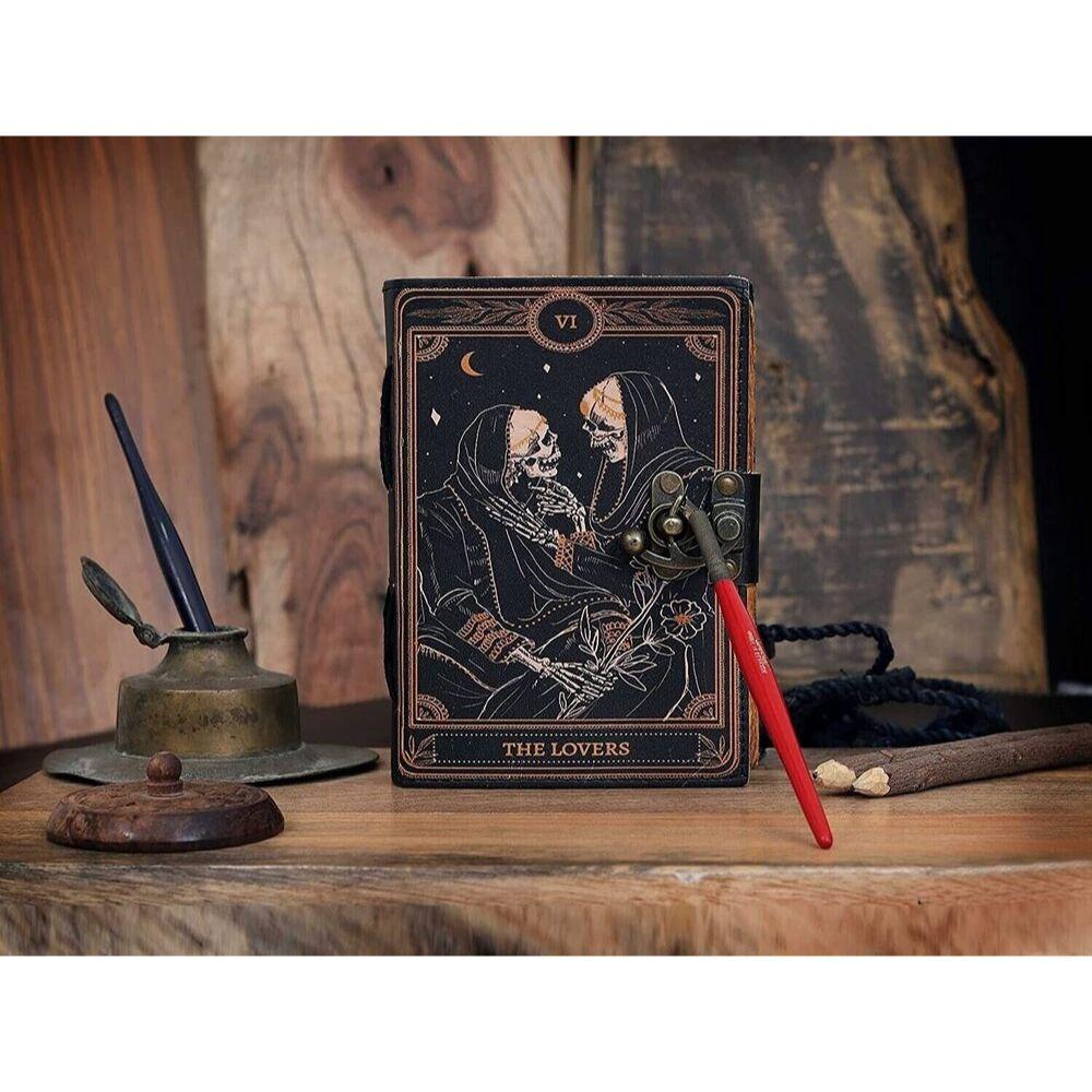 Book of Spells Leather Journal Deckle Edge Paper Grimoire Journal Halloween GIFT