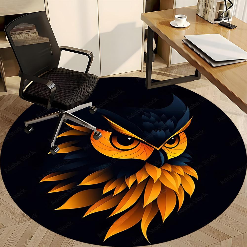 1pc Owl Head Chair Carpet for Office, Round Non Slip Durable Large Size Office Carpet, Suitable for Office