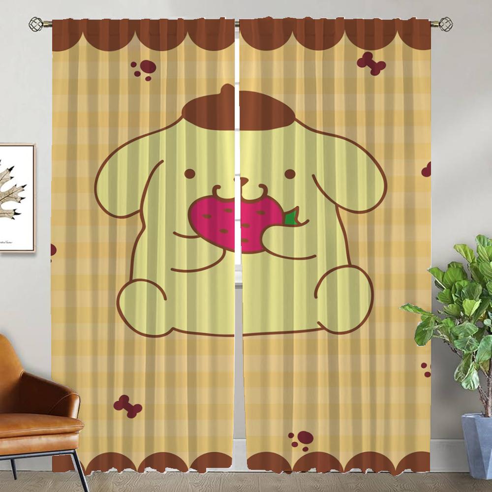 P-Pompom Purin Blackout Curtains for Living Room Window Curtain Tulle for Bedroom Halloween Decoration Home Interior Curtains