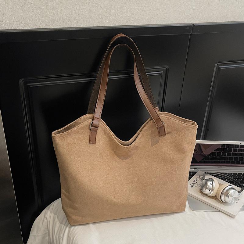 Stylish Suede Top Handle Bag Women Vintage Large Tote Shoulder  Bag for Work Commute and Daily Use Texture Simple Storage Bags