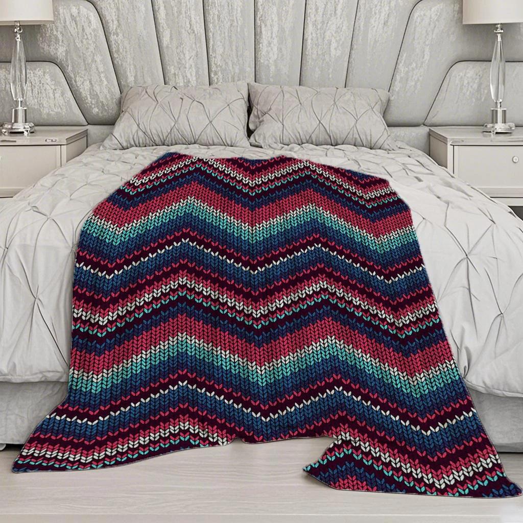 Zigzag Pattern Blanket Microfiber Flannel Cover Blanket Bedroom Living Room Sofa Soft And Comfortable Home Decoration