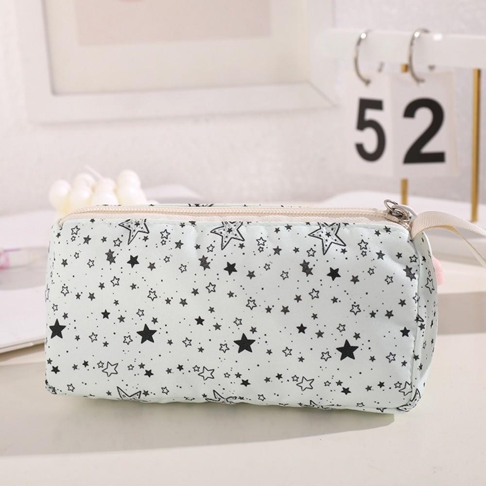 Star Print Pen Bag Large Capacity Pencil Pouch Multi-functional Stationery Bag Students