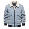 European and American Trendy Youth's New Pure - Color Washed Lapel Fleece - Lined Denim Jacket for Autumn and Winter S-XXL
