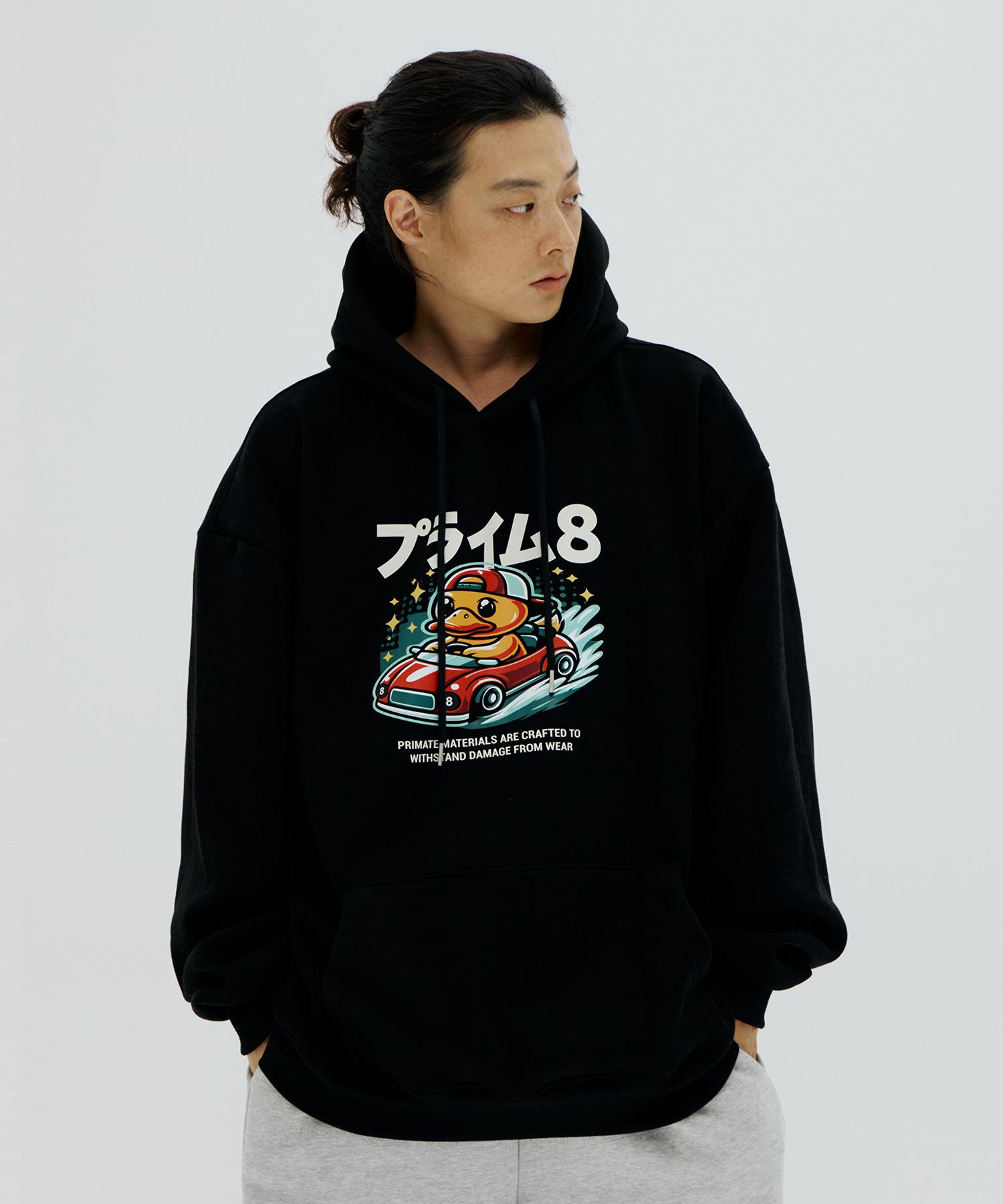 Prime Eight [Fleece-Lined/Non-Fleece-Lined] Drive Duck Oversized Hoodie 10 Colors (Type A) White Melange [Fleece-Lined]/M