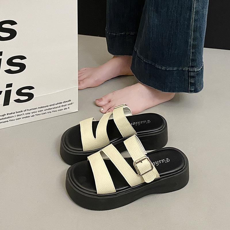 Retro cool slippers women's platform slippers summer 2025 new fashion casual versatile beach cool slippers
