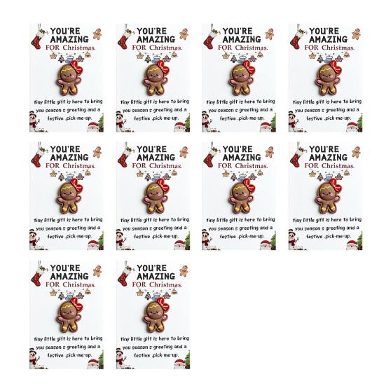 10 Sets Christmas Pocket Hug Gifts Mini Resin Positive Pocket Hug Token with Encouragement Card Emotional Gifts