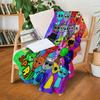 1pc Sprunki Rainbow Characters Flannel Blanket, 2D Flat Print, All-Season, Cozy Throw for Kids Bedroom, Living Room, Camping & G