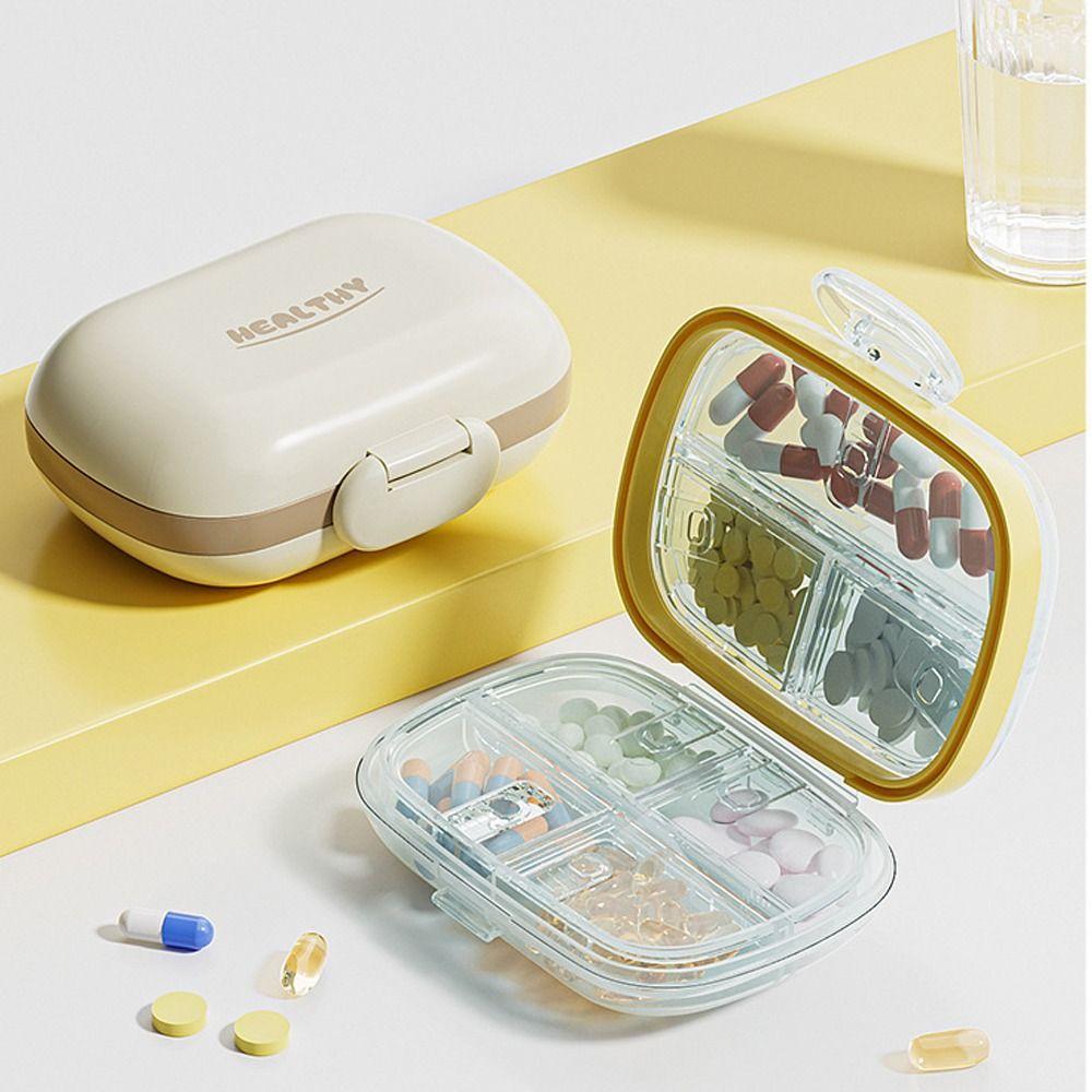 Mini Double Layer Seven Days Pill Box 7 Grids Sealed Pill Organizer with Lid Moisture-Proof Pill Dispenser for Home&Travel