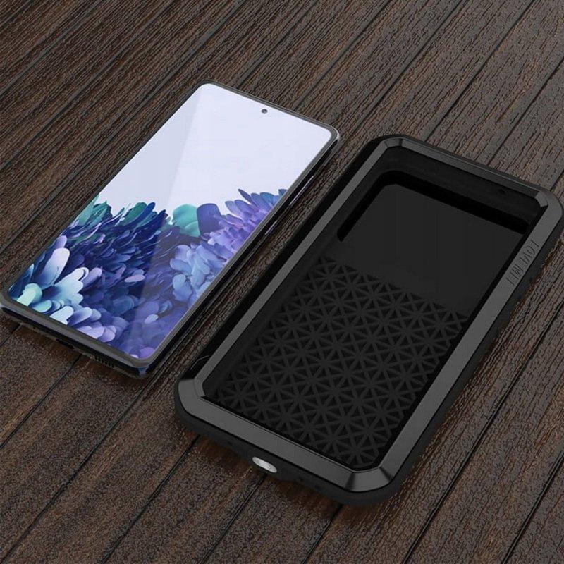 Love Mei Case for Samsung Galaxy S20 FE 4G/5G, Armored with Glass, Black