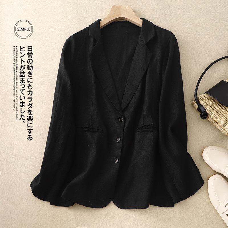Women S Casual Solid Color Lapel Long Sleeve Blazer Jacket M чёрный