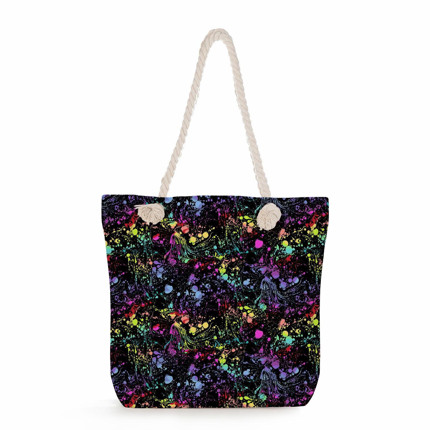 

Multifunctional Leopard print Printed Thick Rope Shoulder Beach Bag Casual large capacity handbag 7619 KTB