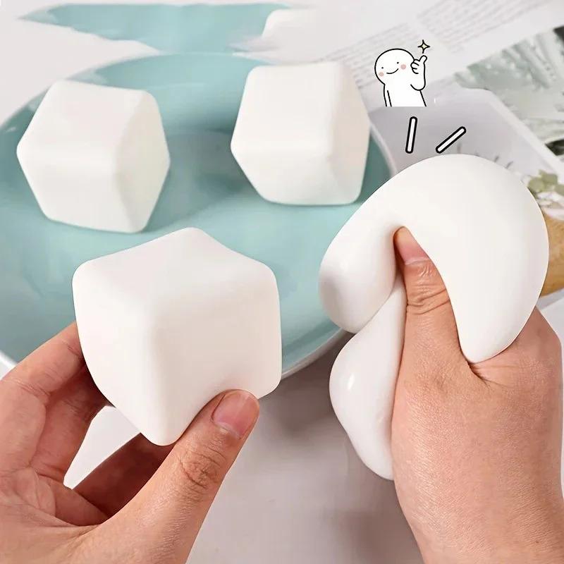 Cute Tofu Stress Balls Sensory Toys Stress Relief Fidget Toys Squishy Dough Ball Gifts for Adults Children Best Gift