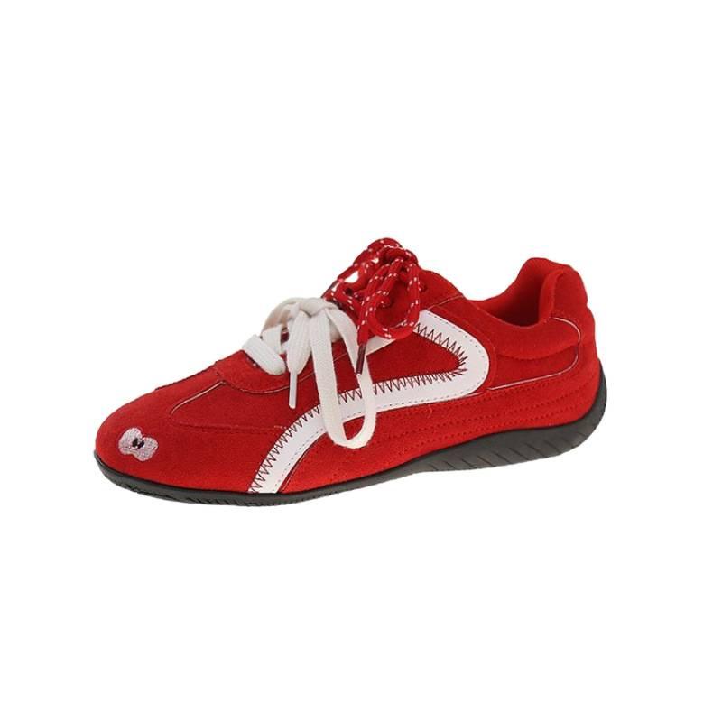 Jumei Red German Training Shoes Women's Spring 2025 New Versatile Round Head Casual Sports Shoes Lace-up Forrest Gump Shoes
