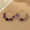 Retro Design Earrings Irregular Metal Color Stone Girl Stud Earrings European and American Exaggerated Mori Round Fresh Ear Jewelry