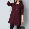 Autumn Lace Patchwork Sweaters Solid Color Loose Long Sleeve O-neck Loose Knitting Pullovers Fashion Vintage Women Clothing