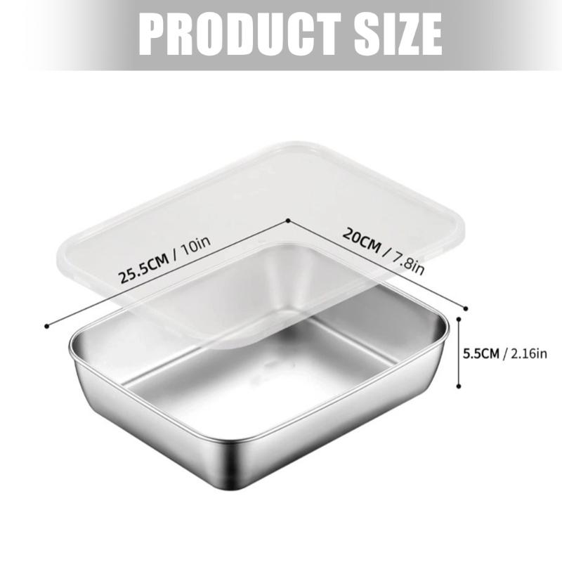 Stainless Steel Kitchen Serving Platters For BBQ Party Rustproof Metal Food Container With Sealable Cover