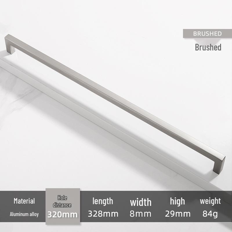 Square Bright Gold & Silver Kitchen Cabinet Handle - Modern Minimalist Black Aluminum Alloy Drawer & Wardrobe Handle