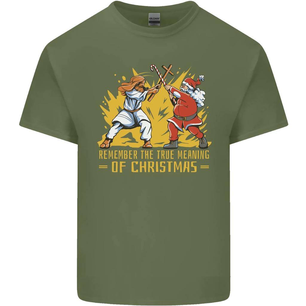 Santa Vs Jesus Funny Christmas Xmas Mens T-Shirt Short Sleeve Casual Cotton O-Neck Mens T Shirts
