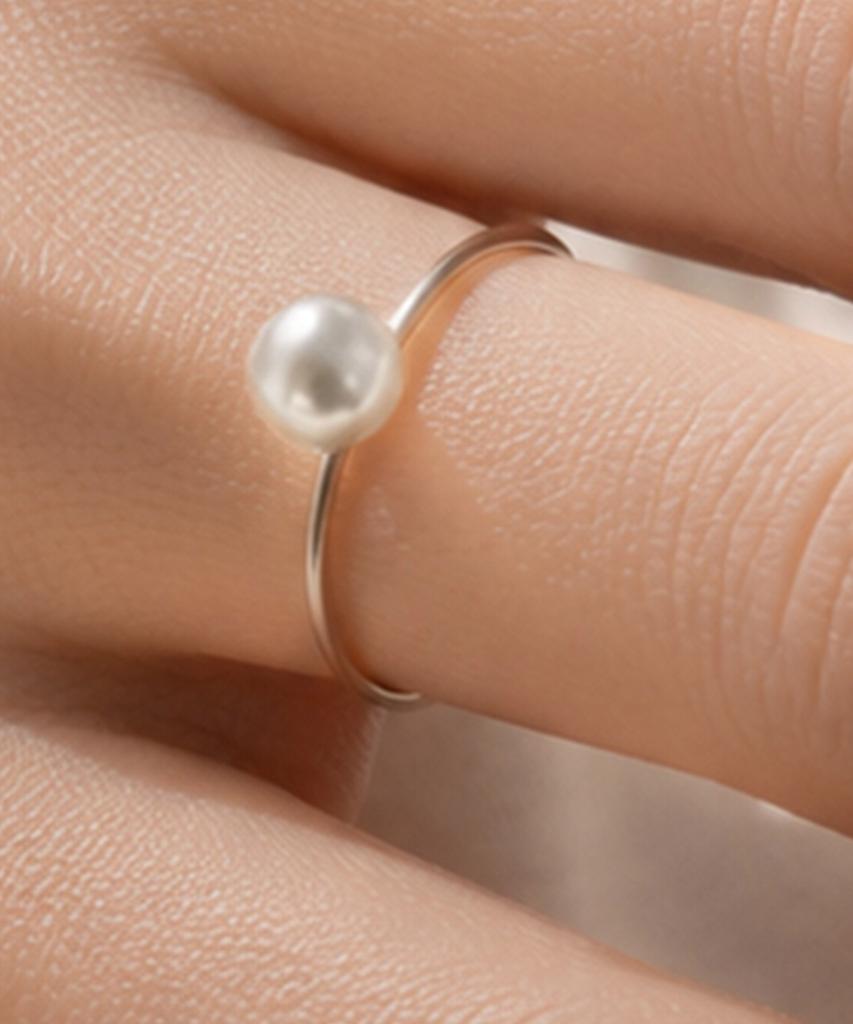 Helene Jewelry 925 Silver Freshwater 6Mm Pearl Miss Ring Silver Thread Ring (Type D)