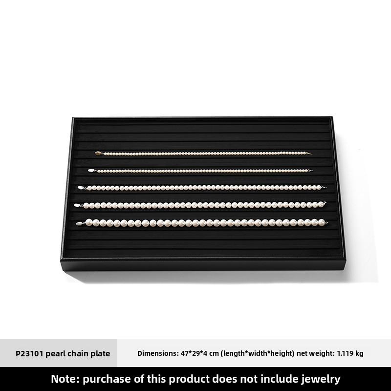 

Leather & Velvet Pearl Necklace Tray, Long Chain & Pendant Jewelry Display Storage Dish