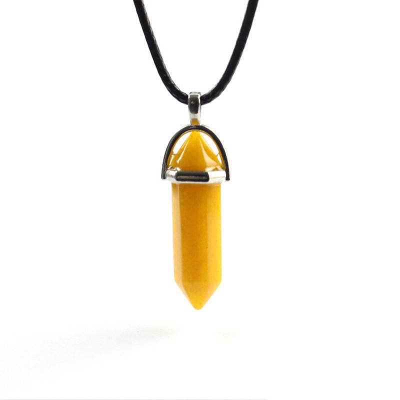 Hermoso Collar de Piedra de Cristal Natural con Colgante Hexagonal Único para Curación