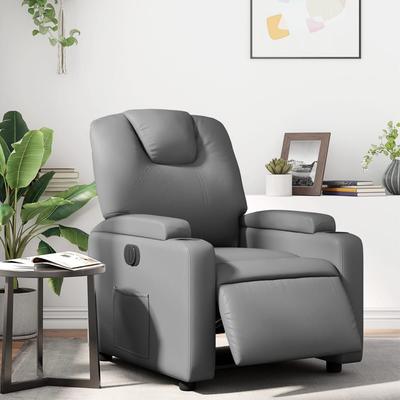 Vidaxl Electric Recliner Armchair, Grey, Upholstered with Faux Leather