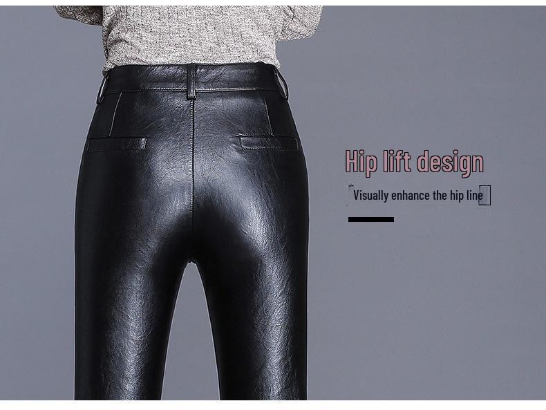 Women's Sheepskin Leather High-Waist Wide-Leg Pants - 2025 Autumn/Winter Collection
