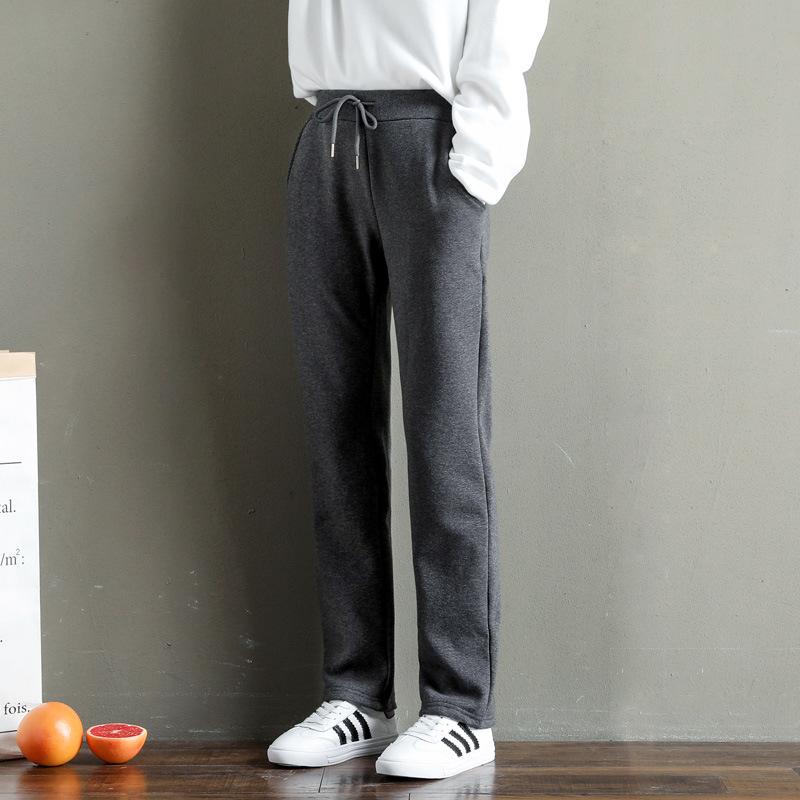 Women's Mid Rise Drawstring Wide Leg Pants Loose Fit Fleece Lined Straight Leg Sweatpants Thick Warm Winter Casual Trousers