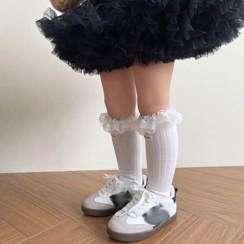 Autumn&Winter Mid-Tube Hosiery Mesh Thin Stockings Harajuku Balletcore Lace Socks  Kid