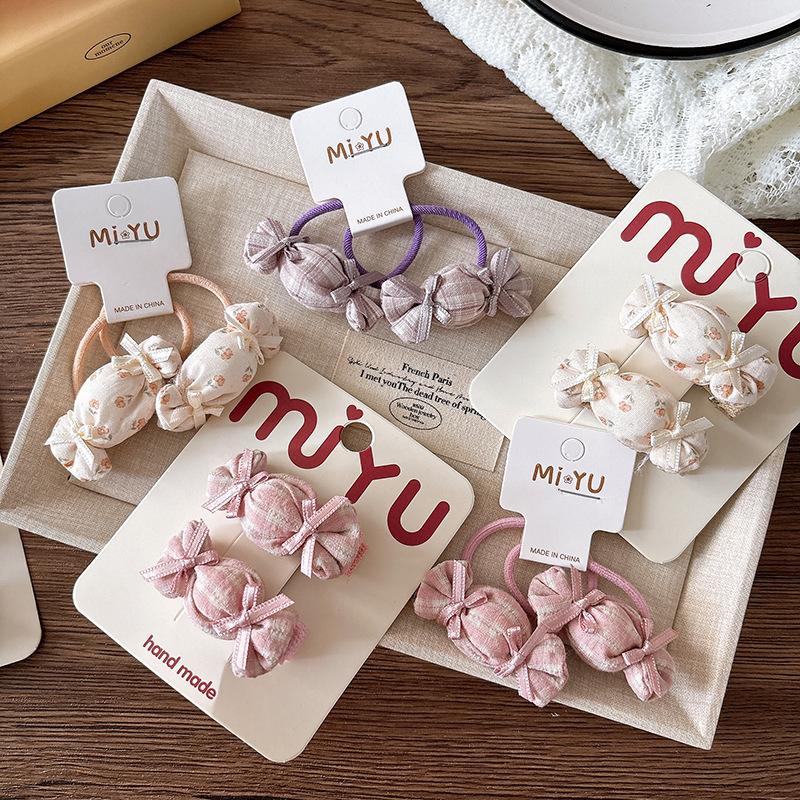 Sweet Fabric Bow Children's Bangs BB Hair Clip Pink Candy Girls Side Hair Clip