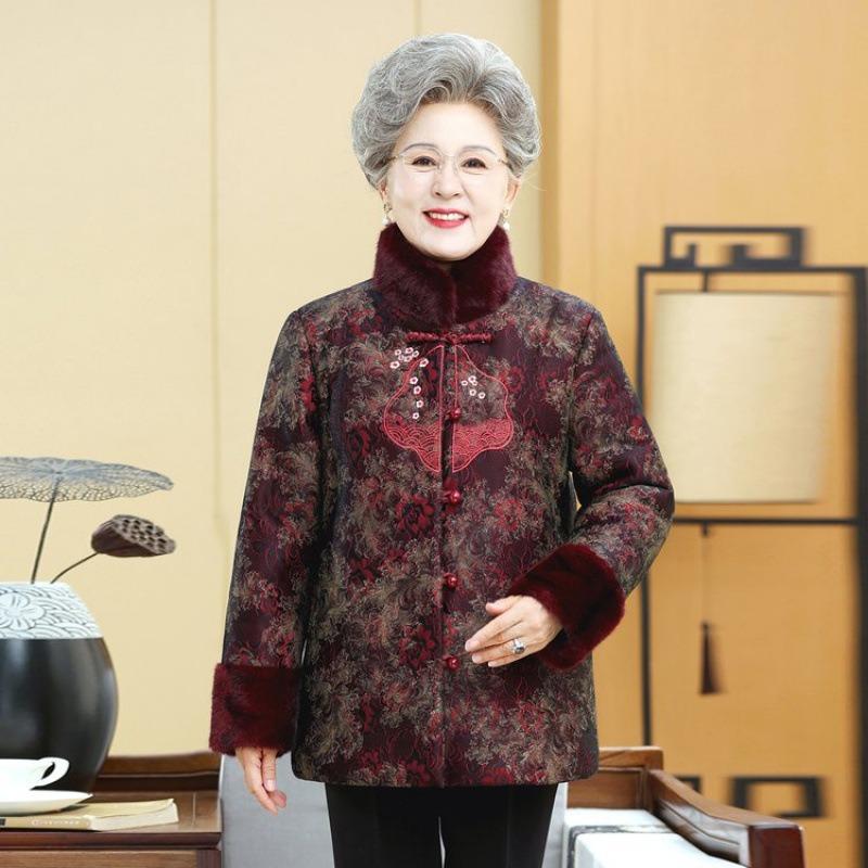 

Wife jacket velvet old thermal padded jacket new winter padded jacket thickened 5XL [Recommended 150-80 kg]