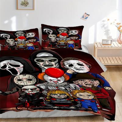 3pcs Horror Movie Characters Bedding Set: Perfect for Bedroom or Guest Room. Soft and Comfortable with No Core Included Yy251031091