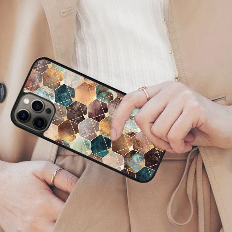 Marble Geometric Art Magnetic Phone Case For APPLE iPhone 17 Air 16 14 13 12 Pro Max 15 Plus Wireless Charge With MagSafe Cover