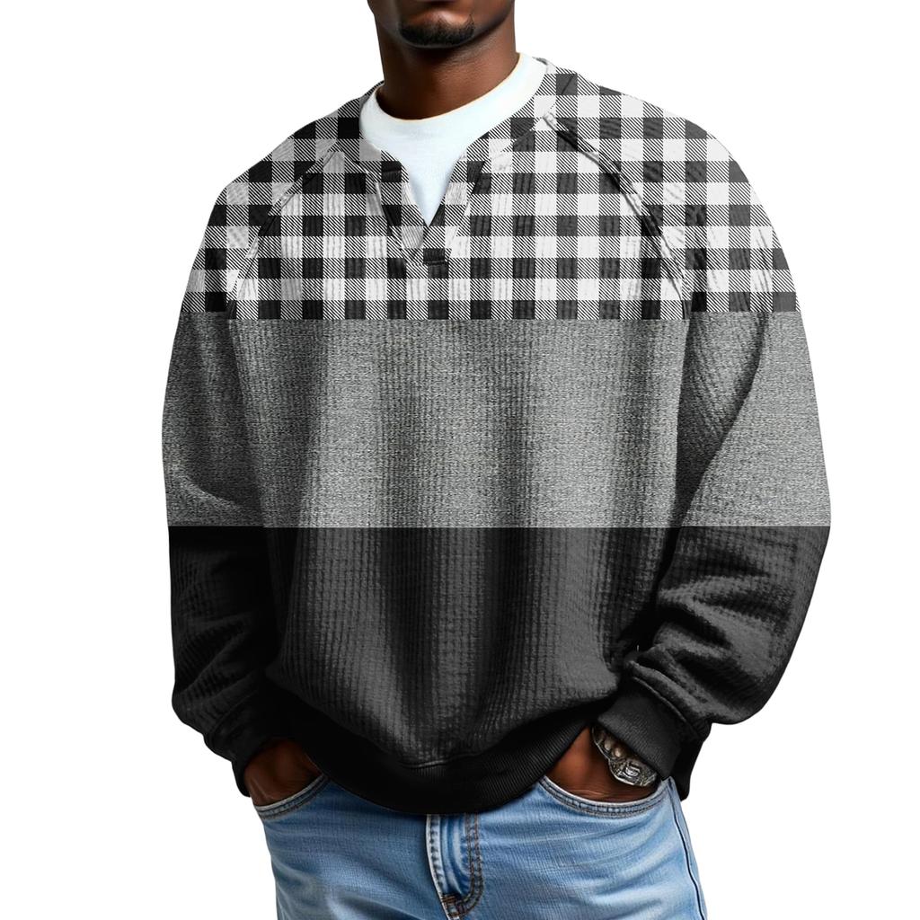 Herrfritidshuva Utomhus V-hals Vågmönster Långärmad