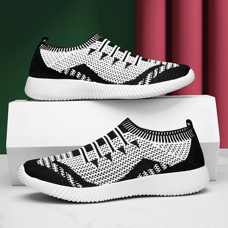 Summer flying woven women's shoes casual fashion large size 42 lightweight breathable flat shoes single shoes walking sports shoes 43