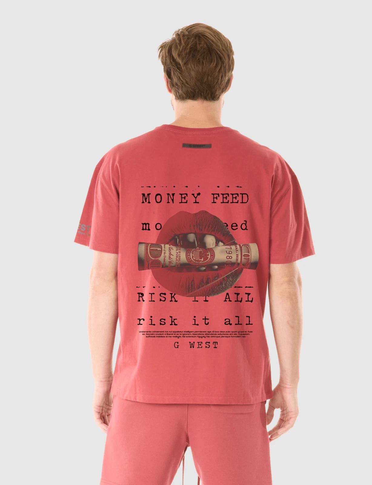 G WEST MONEY FEED T-SHIRT - BRICK RED M
