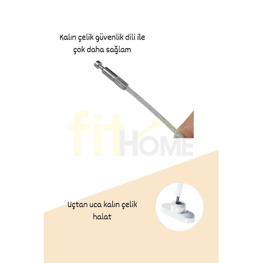 Glasschloss mit Stahlseil, PVC-Schlüsselschloss für Einbruch, Baby-Kindersicherung