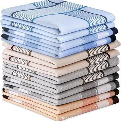 12-Piece Set: 40x40cm Pure Cotton Men's Handkerchiefs - Colored Square Old-Fashioned Pocket Squares Gift