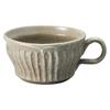 Marui Seito Shigaraki Ware Hechimon Soup Cup, 350ml Capacity, Silver Gray Carving, Gray, MR-3-4415
