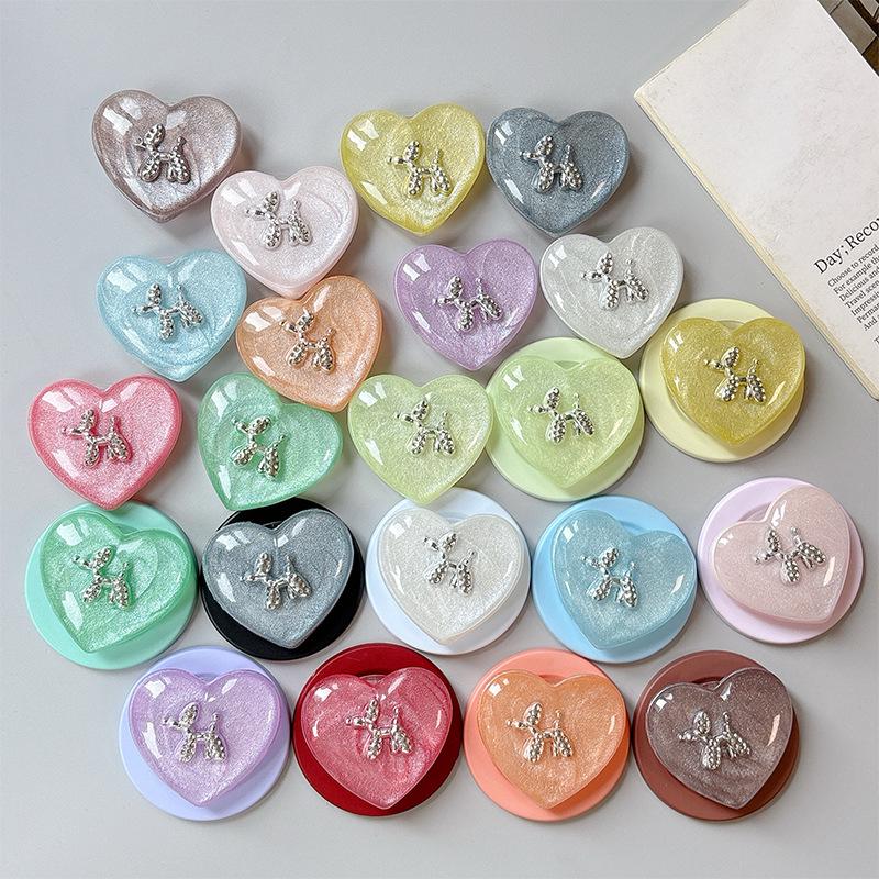 Korean Style Heart Glitter Rhinestone Puppy Phone Holder & Magnetic Finger Ring