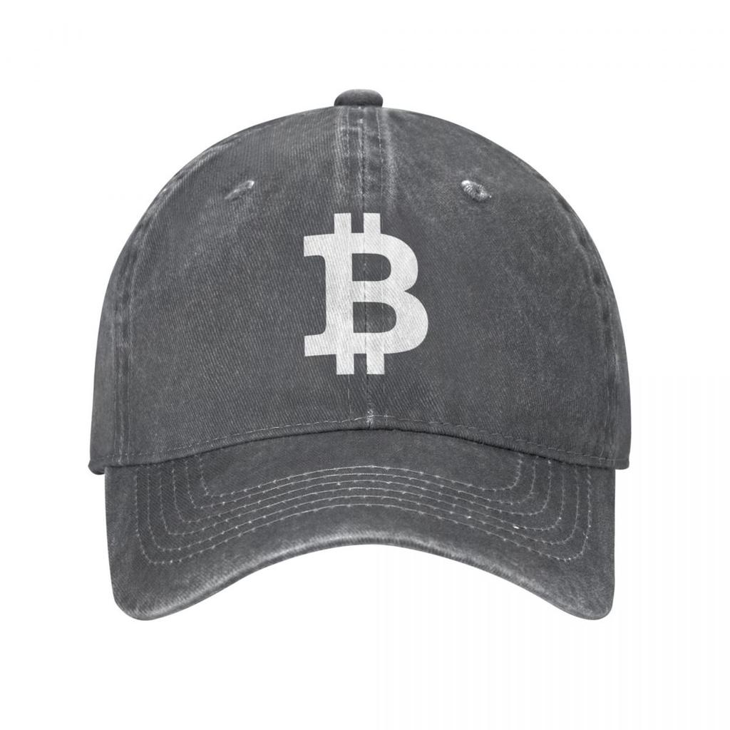 Orange Bitcoin Logo Unisex Women Baseball Caps Distressed Denim Washed Hats Cap Retro Outdoor Workouts Headwear