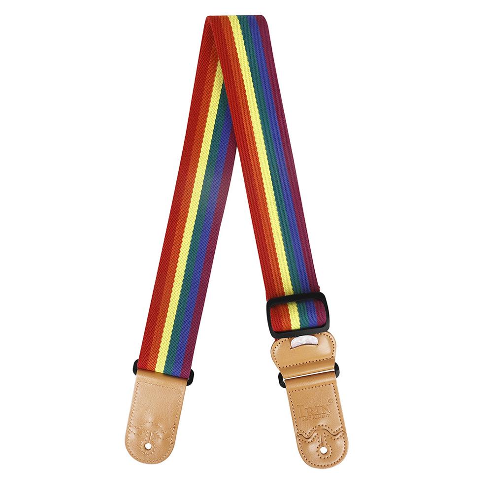 Colourful Stripe Belt with Guitar Picks and Pick Pocket Guitar Shoulder Strap for Acoustic Guitar Ukulele Bass Electric Guitar