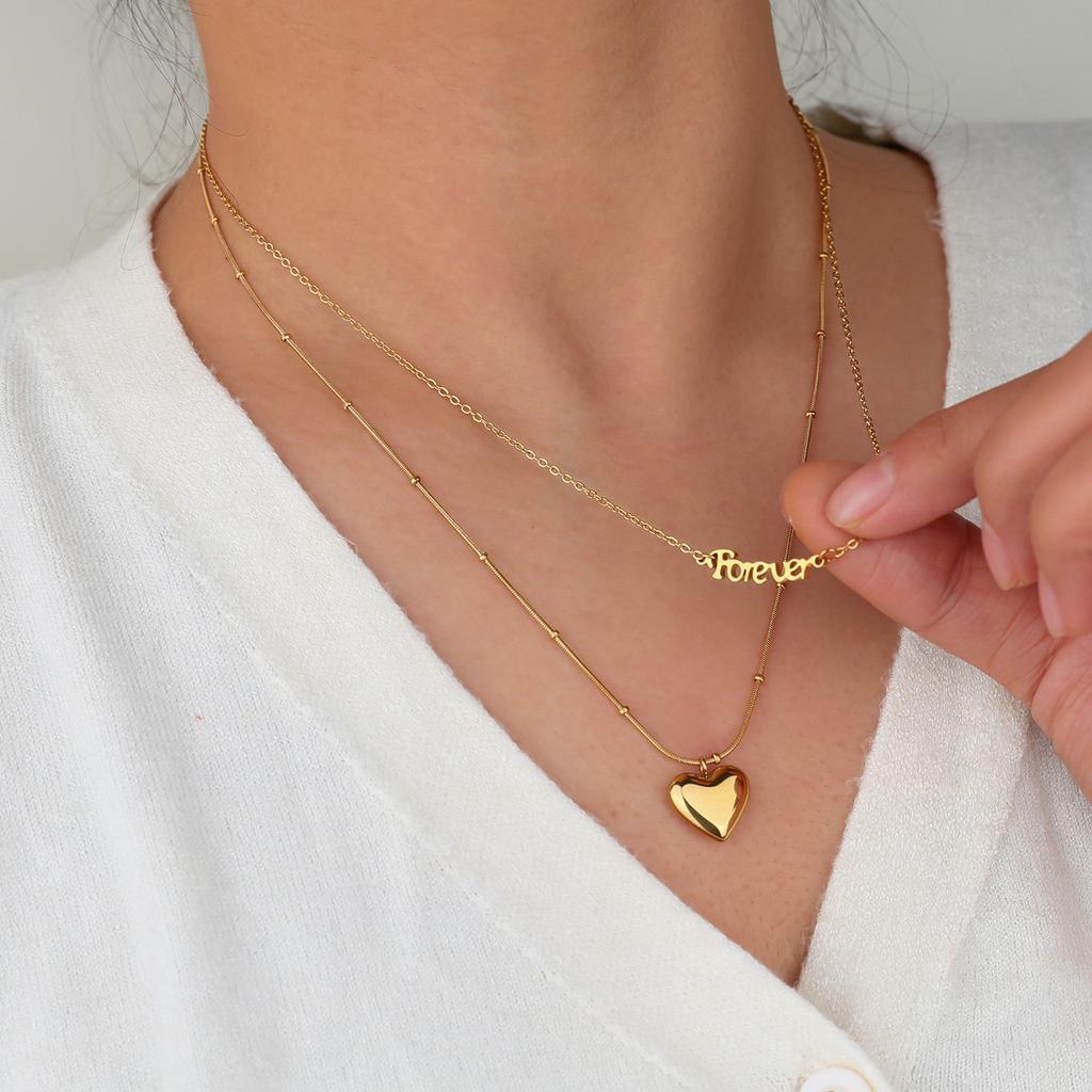 Loftily Style Women'S Necklace Retro Multi-Layer Heart-Shaped Pendant Necklace Decoration Diy Light Luxury Temperament