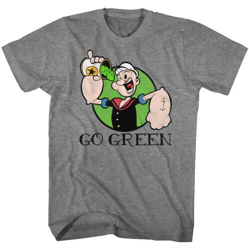 Popeye Go Green Graphite Heather Adult T-Shirt S