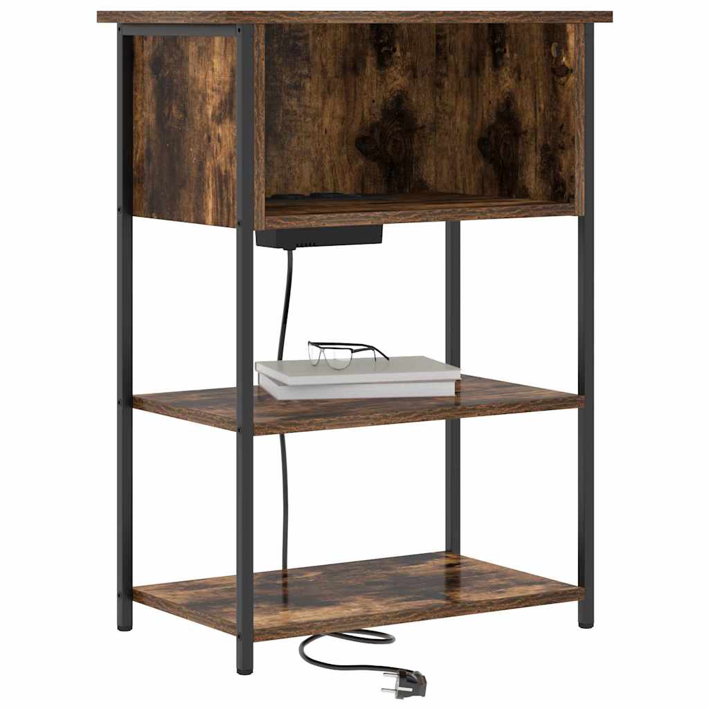 Nightstand Smoked Oak 55 X 31 X 76 Cm Engineered Wood