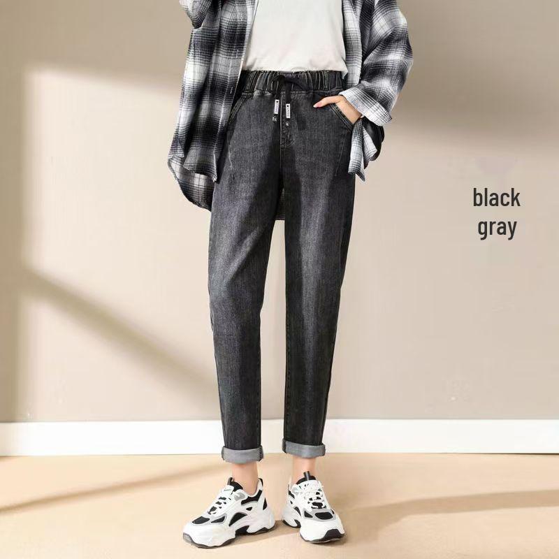 

Женские джинсы больших размеров на резинке - Свободный крой, Слим, Высокая посадка, Плотная ткань для весны и осени L (100-120 Jin)