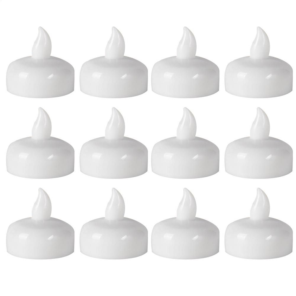 White Floating Candles LED Water Candles Floating Tea Lights 12 Pieces Water Activated Flickering Waterproof Tea Lights Table