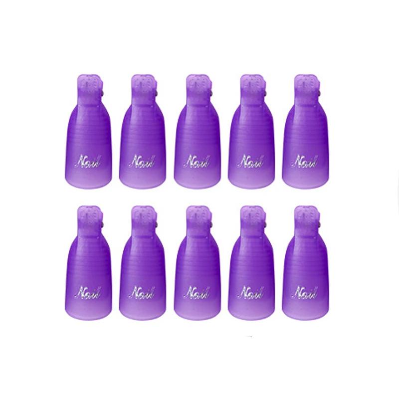 10 Pcs/Bag Colorfulful Acrylic Manicure Art Dipped Cap Clip Nail Cleaning Manicure Uv Gel Nail Polish Dipped Wrapping Tool Finger